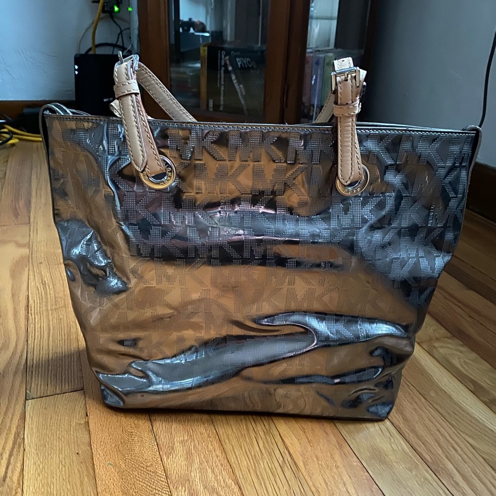 Michael Kors metallic silver tote